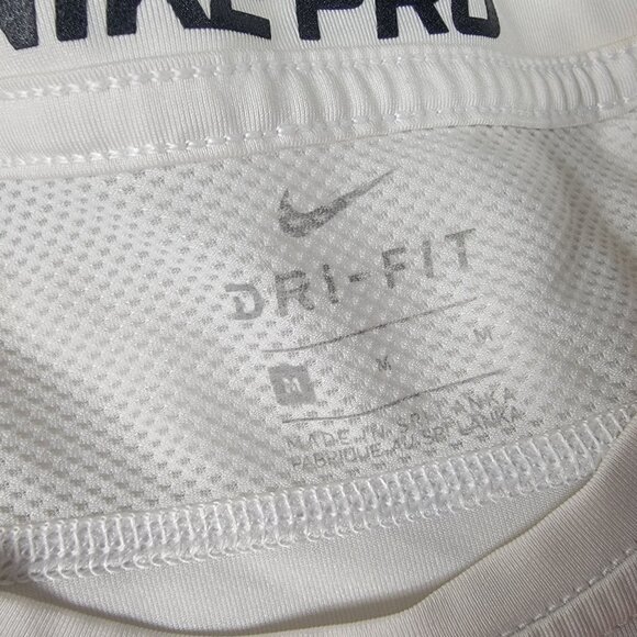 Nike Pro Dri Fit Long Sleeve Compression Shirt Medium White Athletic Gym Workout - Picture 6 of 8